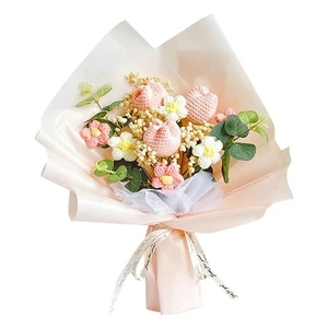 Crochet Flower Tulip Bouquet: Handmade Artificial Flower Knitted Sunflower Bo... - Picture 1 of 7