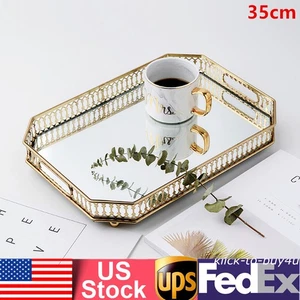 Bandeja de tocador vintage espejo maquillaje perfume borde floral bandeja de mesa - Imagen 1 de 19