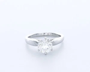 2.0CT Lab-Created Diamond D/VVS1 Round Cut Platinum Prong Classic Solitaire Ring - Picture 1 of 4