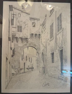 🎨 Radierung & Bleistiftzeichnung – Frankreich – Signiert „Carrère 84“ - Picture 1 of 3