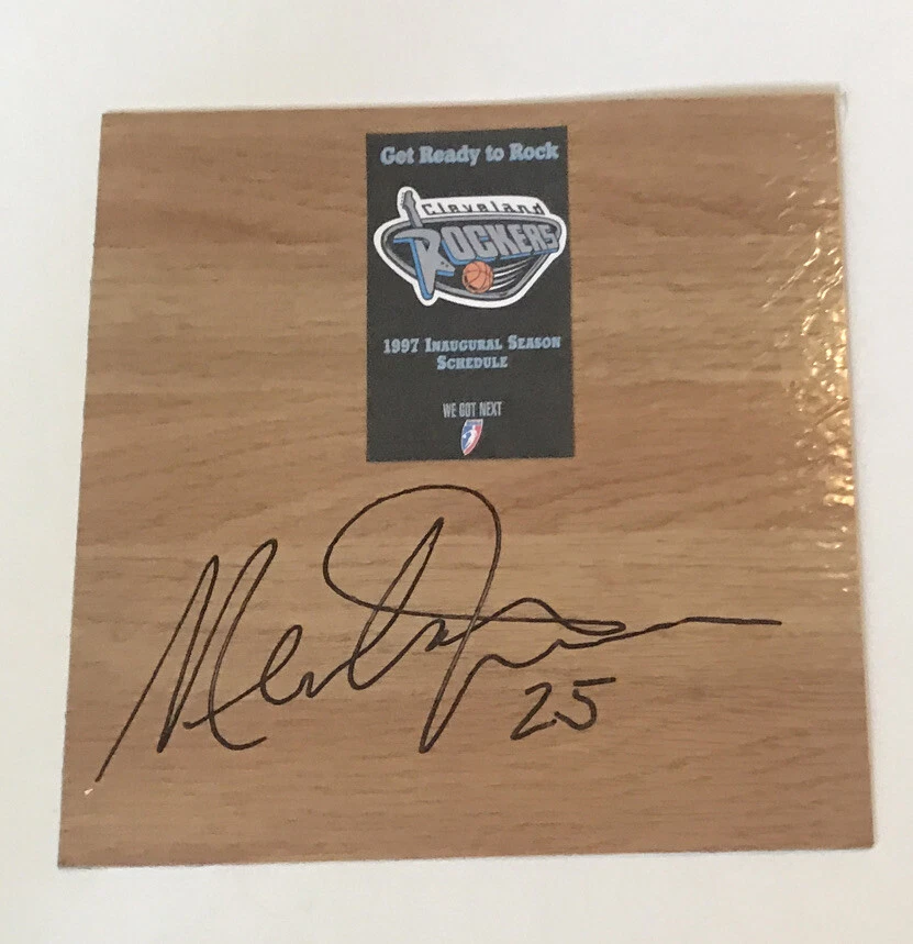 MERLAKIA JONES WNBA Basketball CLEVELAND ROCKERS Signed Vinyl Floor Tile 6x6 - Image 1 of 1