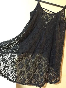 NWOT Black Lace Festival Tank Top Coverup Extra Small Medium - Foto 1 di 5