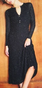Abito Madison nero Sezane manica lunga foderato in maglia a costine - taglia XS - nuovo con etichette - Foto 1 di 10