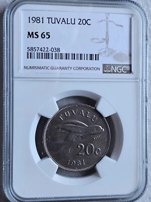 Tuvalu 20 Cents 1981 NGC MS 65 - Image 1 of 2
