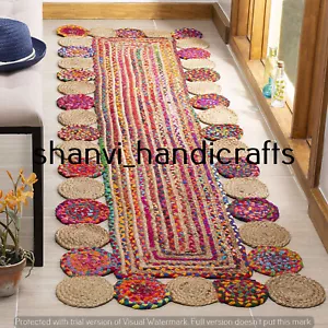 Handmade Area Floor Rug 2x10 Feet Natural Jute Cotton Braided Rectangle Rag Rugs - Picture 1 of 4