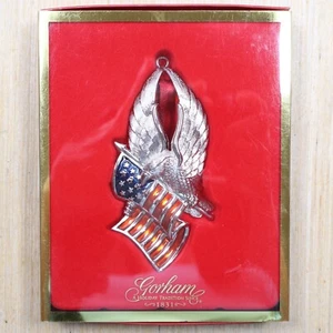 Adler der Freiheit Weihnachtsschmuck Gorham versilbert Adler amerikanische Flagge - Bild 1 von 4