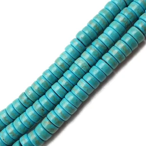 Dark Blue Green Howlite Turquoise Heishi Discs Beads Size 3x6mm 15.5" Strand - Picture 1 of 2