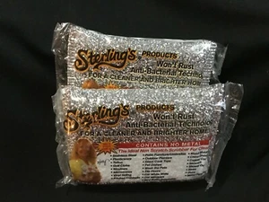 2 SILVER Sterling Non Scratch Scrubbers Sterlings AntiBacterial Sponge Scrub Pad - Picture 1 of 2