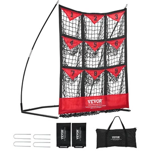 VEVOR 9 Hole Baseball Softball Pitching Net 9 Pocket Hitting Practice 49"x42" - Picture 1 of 12