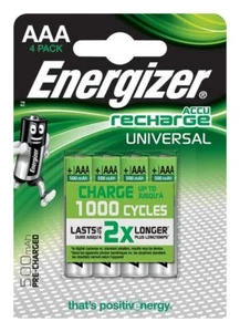 ENERGIZER - ACCU Recharge Universal NiMH AAA Batteries 500mAh 4 Pack - Picture 1 of 1
