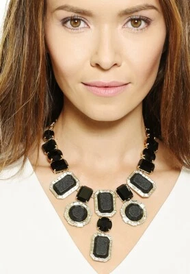 Kate Spade New York Jackpot Jewels Statement Necklace Gold MSRP $330 Leather Bib - Image 1 of 4