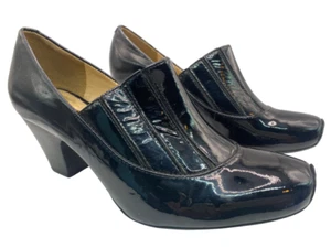 Clarks Black Pantent Leather Court Shoes Block Heel UK 4 - Picture 1 of 23