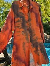 Maya Antonia Hand Tie-Dye Orange Bamboo-Cotton/Flowy/Boho Shirt/Dress/Beach