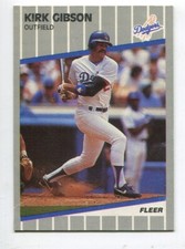 1989 Fleer Wax B O X Bottom single card #C10 Kirk Gibson Los Angeles Dodgers