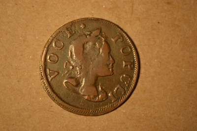 Medio penique Voce Populi 1760.  W-13940. Rarity-3. Nº P, "1700" - Bonito en estado bastante bueno/ef.  RARO Foto 1 de 4