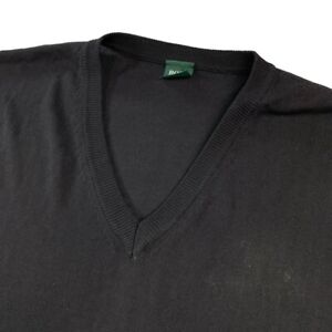 Gilet de golf homme Hugo Boss en coton tricoté col en V noir • Italie • XL