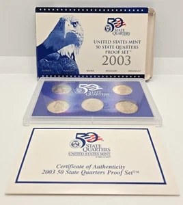 US Mint 2003 State Quarter Proof 5 Coin Set S Five Statehood Original Box & COA - Bild 1 von 12