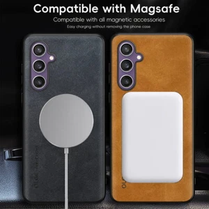 Coque Etui Antichoc Pour Samsung S24 Ultra S23 S22FE S20 Cuir Magsafe Case Cover - Photo 1 sur 18