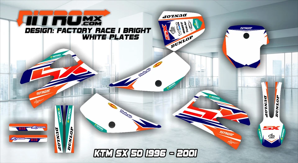 NitroMX 图形套件适用于 KTM SX 50 SX50 1996 1997 1998 1999 2000 2001 摩托车越野赛 — 第 1/1 张图片