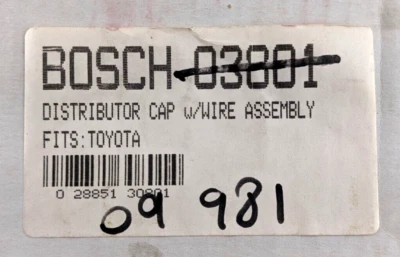 JUEGO DE CABLES TAPÓN DISTRIBUIDOR BOSCH 09981 SE ADAPTA A TOYOTA TERCEL 1987-92 NOS Foto 1 de 2
