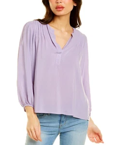 VELVET By Graham Spencer Eliza Half Placket V-Neck Blouse Top Purple S $119 C7 - Picture 1 of 2