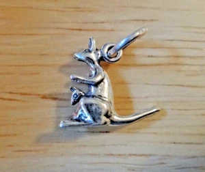Charm 3D 15x15mm Canguro con Joey Argento Sterling - Foto 1 di 5