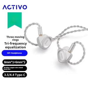 ACTIVO VOLCANO HiFi Wired Earphones Triple Dynamic Unit 4.4 Balanced TYPE-C Plug - Picture 1 of 8