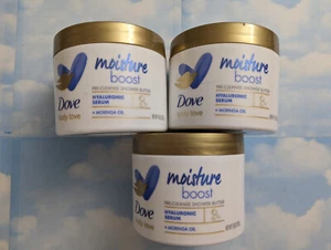 LOT (3) DOVE BODY LOVE MOISTURE BOOST PRE-CLEANSE SHOWER BUTTER MORINGA 10 OZ - Picture 1 of 2