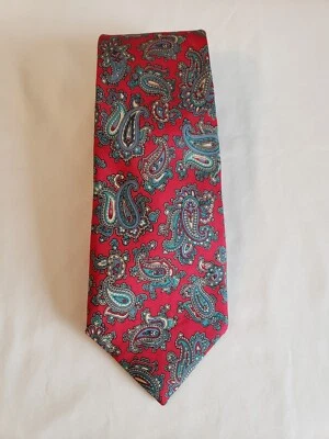 Vintage Christian Dior Necktie 100% Italian Silk Red Gray Paisley Made in USA - Image 1 of 4