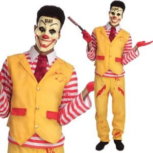 Dapper Clown Male Mens Ronald Mcdonald Halloween Horror Fancy Dress Costume - Picture 1 of 3