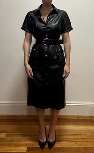 Zara PU faux leather dress with golden buckle belt - Size M - Great Preowned Con - Picture 1 of 5