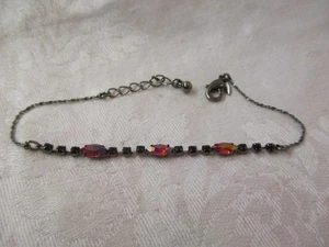 Vintage Avon silver tone Bracelel with red AB Rhinestones - Picture 1 of 4