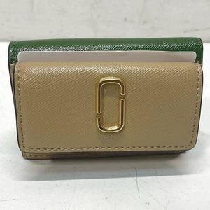 Marc Jacobs Women Green Brown Bi-Color Saffiano Clutch Wallet Compact - Picture 1 of 5