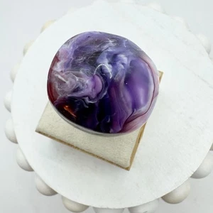 Purple Marbled Lucite acrylic Large Statement Ring Sz 7 - Picture 1 of 12
