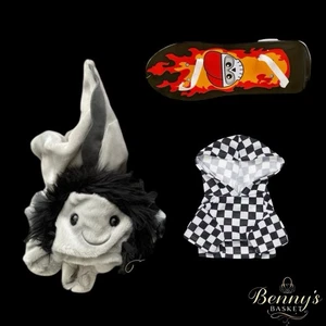 Felpa con cappuccio a scacchi Emo Axolotl costruisci un orso skateboard non imbottito molto rara - Foto 1 di 4