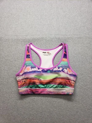 Sujetador deportivo Fila deportivo para correr para mujer grande multicolor espalda deportiva estampado abstracto Foto 1 de 4