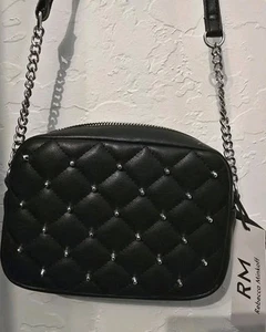Bolso Bandolera Rebecca Minkoff Diamante Edredón Tachonado Cremallera Superior Negro NUEVO - Imagen 1 de 8