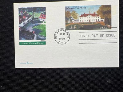 Mount Vernon George Washington 20c Postcard 1st Day Issue Fleetwood 1999 - Image 1 of 2