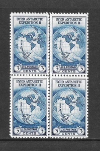 U.S. SCOTT 753 MLHNGAI CENTERLINE BLOCK - 1935 3c DARK BLUE - TYPE OF BYRD ISSUE - Picture 1 of 2