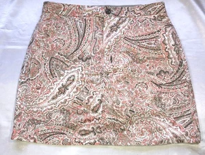 Croft & Barrow pantaloncino/gonna elasticizzato paisley arancione tasche donna taglia 10 - Foto 1 di 8