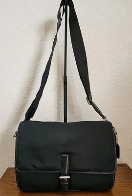 Coach VTG 2001 Mercer Black Twill Purse Leather Trim Crossbody Bag Unisex 7435 - Image 1 of 4