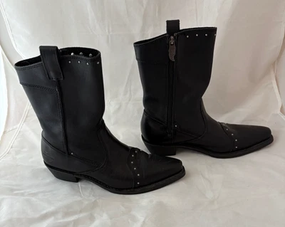 Harley Davidson L Women's Black Studded Motorcycle Boots Mid-Calf 8.5 - Image 1 of 4