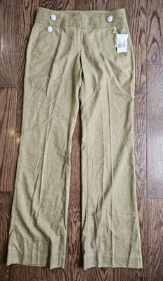 Cabi Style 377 Charlie Tan /  Yellow Pinstripe Wide Leg Pants Trousers NWT Sz 6 - Image 1 of 4