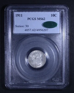 1911 Barber Dime - 10c PCGS MS62 CAC ✅ - Nice Coin! - Picture 1 of 4