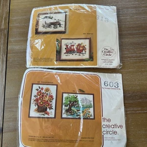 Lot of 2 Vintage Creative Circle Crewel Kits New - Picture 1 of 5
