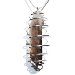 A-Grade Smokey Quartz Crystal Pendant + 20" Stainless Steel Chain & Charger - Picture 1 of 11