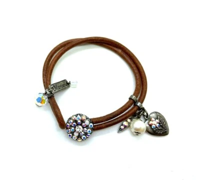 Mariana Bracelet Leather Floral AB, Clear & Pearl Swarovski Crystals My Treas... - Image 1 of 3