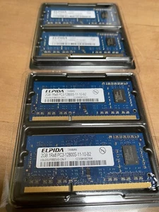 Lot of 4 ELPIDA 2GB (Total 8GB) 1Rx8 PC3-12800S APPLE LAPTOP MEMORY - Picture 1 of 1