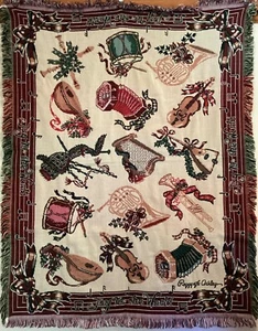 Peggy Jo Ackley Musical Instrument Blanket 60" x 48" Holiday Decorative - Picture 1 of 11