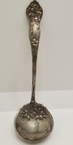 Antique Stratford Silver Co AXI Silver Plate Repousse Serving Spoon Lilyta 1909